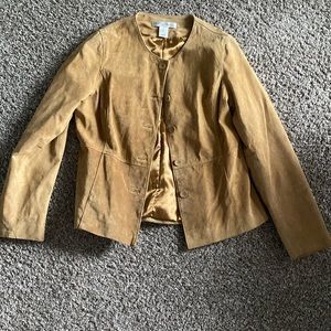Tan leather blazer, size 10, Looks Brand new